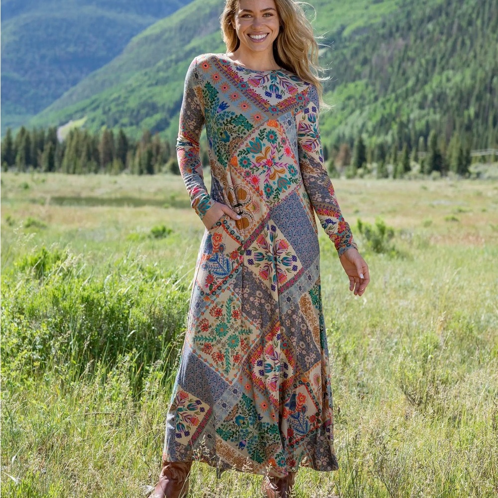 NATURAL LIFE Multicolor Floral Patchwork Maxi Dress